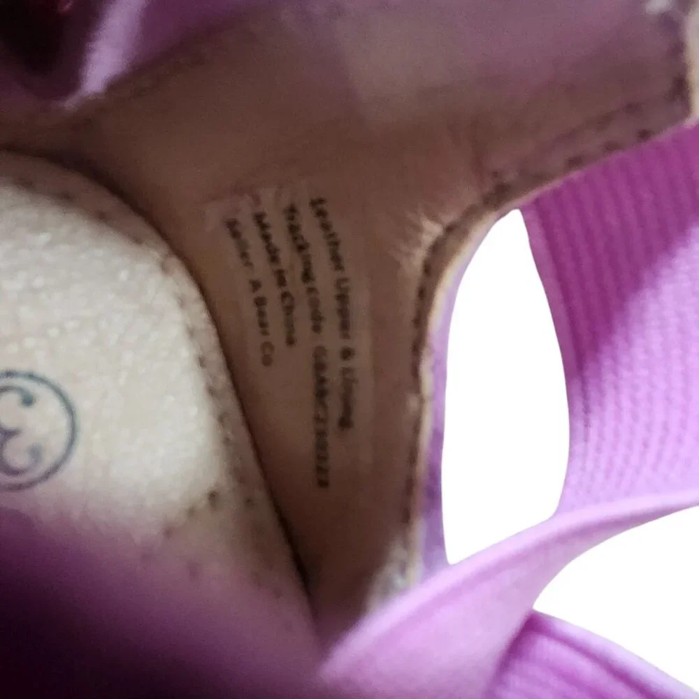 A Bear Co Toddler Size 3‎ Purple Glitter Ballerina Flat Ankle Cross Strap